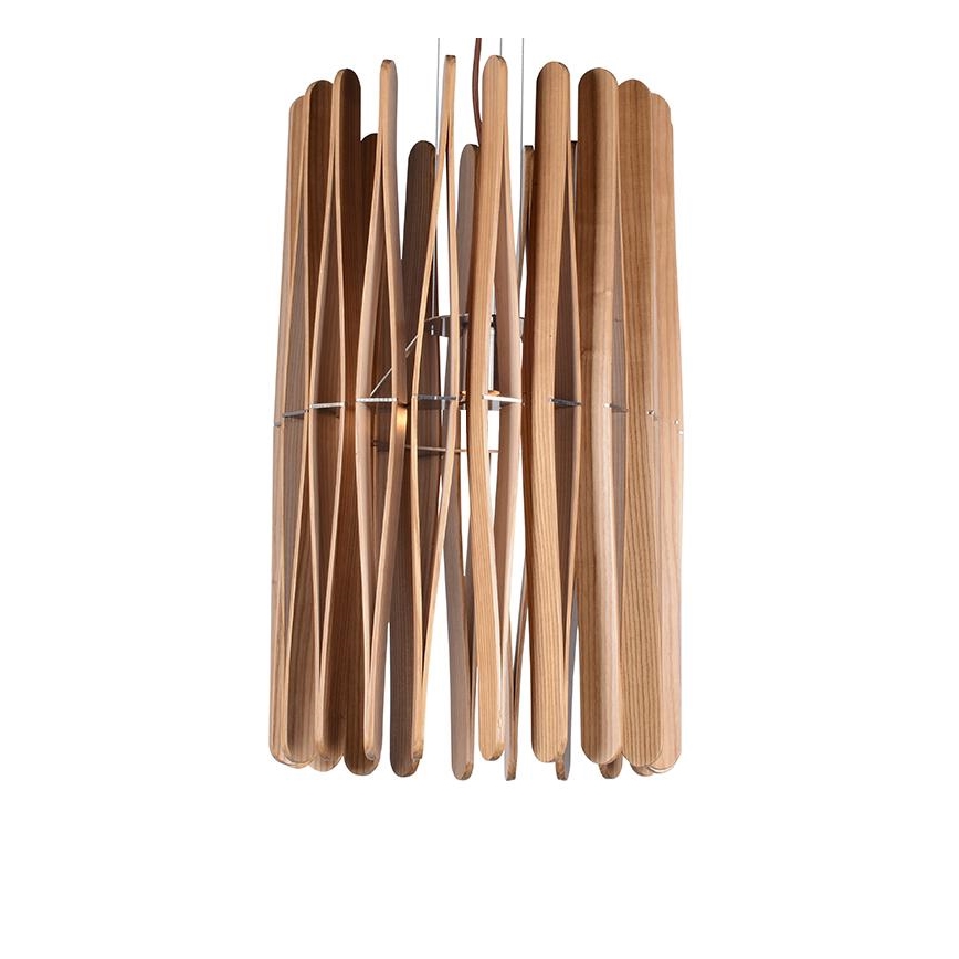 Drevený závesný luster na lanku 1xE27/60W/230V, priemer 38 cm, masív – jaseň/kaučukovník