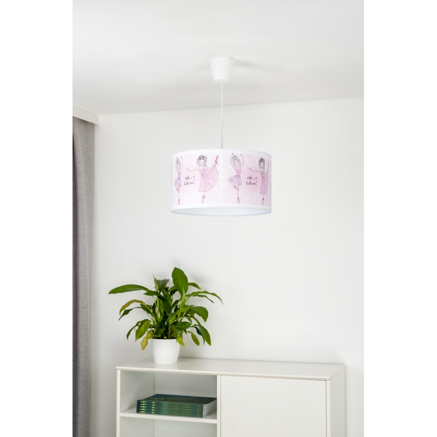 Duolla - Detský luster na lanku PRINT M 1xE27/40W/230V pr. 35 cm baletky