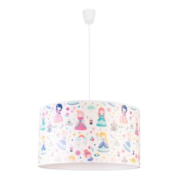 Duolla - Detský luster na lanku PRINT M 1xE27/40W/230V pr. 35 cm princezné