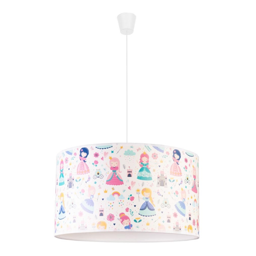 Duolla - Detský luster na lanku PRINT M 1xE27/40W/230V pr. 35 cm princezné
