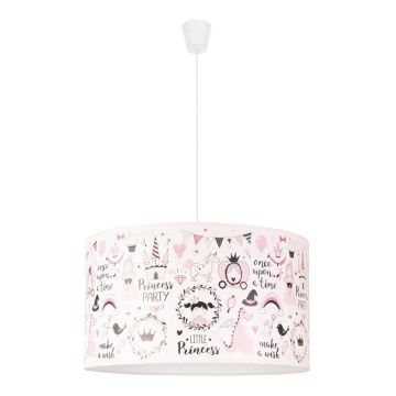 Duolla - Detský luster na lanku PRINT M 1xE27/40W/230V pr. 35 cm rozprávka