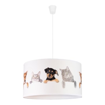 Duolla - Detský luster na lanku PRINT M 1xE27/40W/230V pr. 35 cm zvieratá