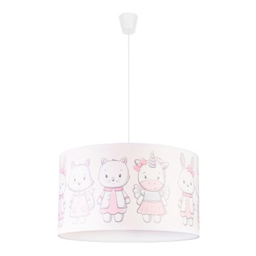 Duolla - Detský luster na lanku PRINT M 1xE27/40W/230V pr. 35 cm zvieratká