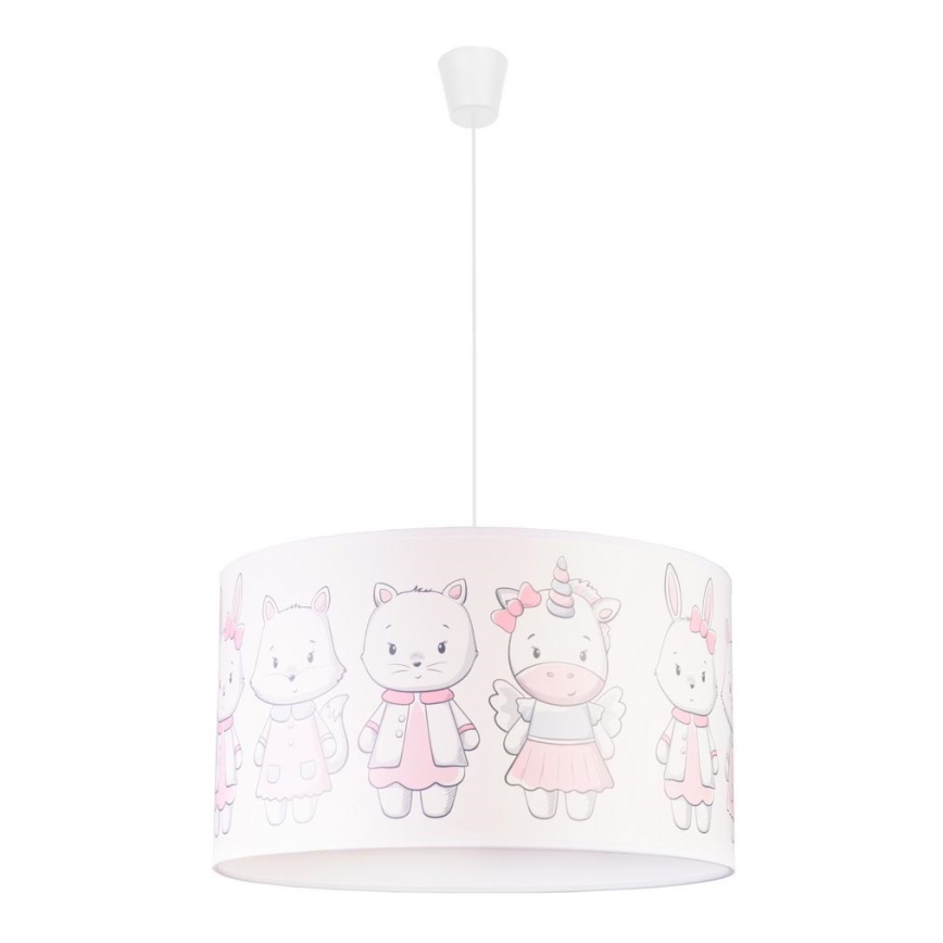 Duolla - Detský luster na lanku PRINT M 1xE27/40W/230V pr. 35 cm zvieratká