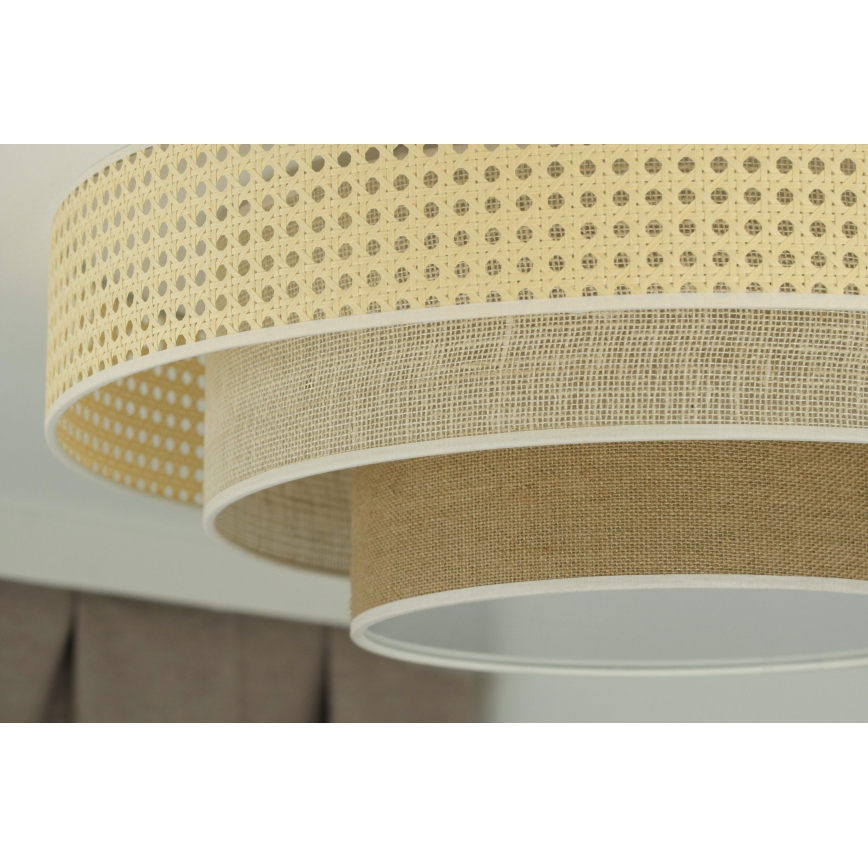 Duolla - LED Stropné svietidlo LUNETA LED/26W/230V pr. 60 cm 4000K ratan/béžová/hnedá