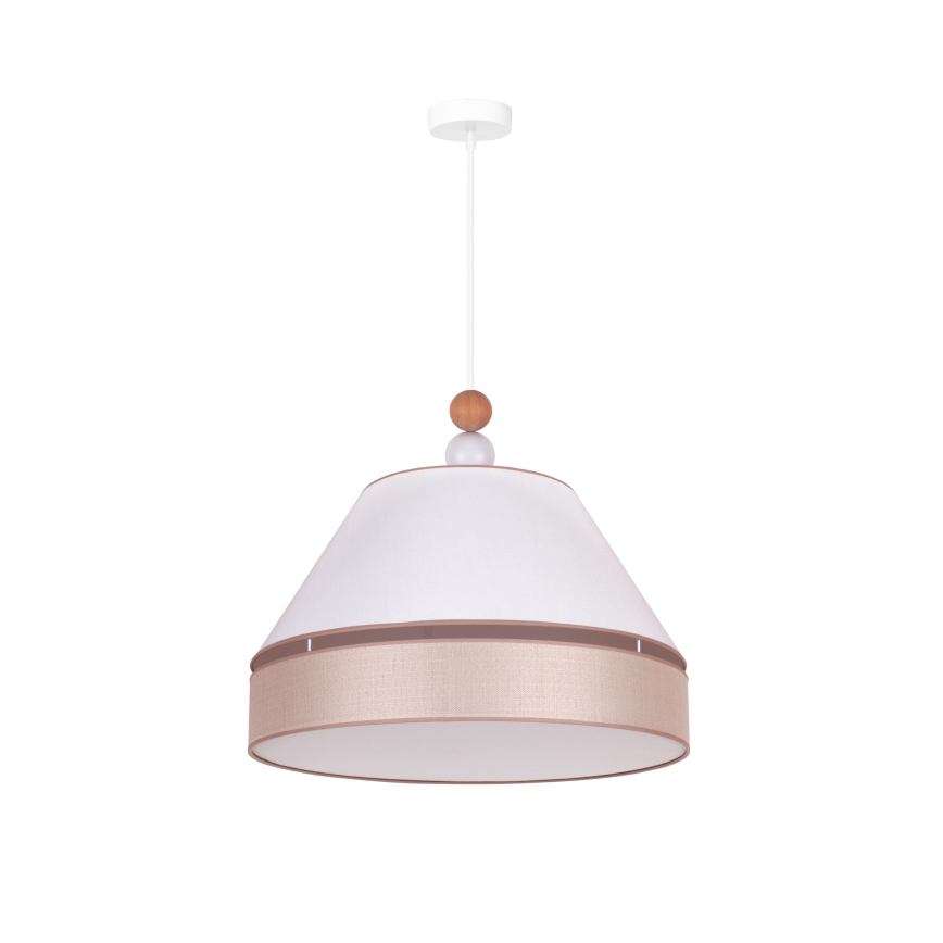 Duolla - Luster na lanku AVIGNON 1xE27/15W/230V pr. 50 cm biela/béžová