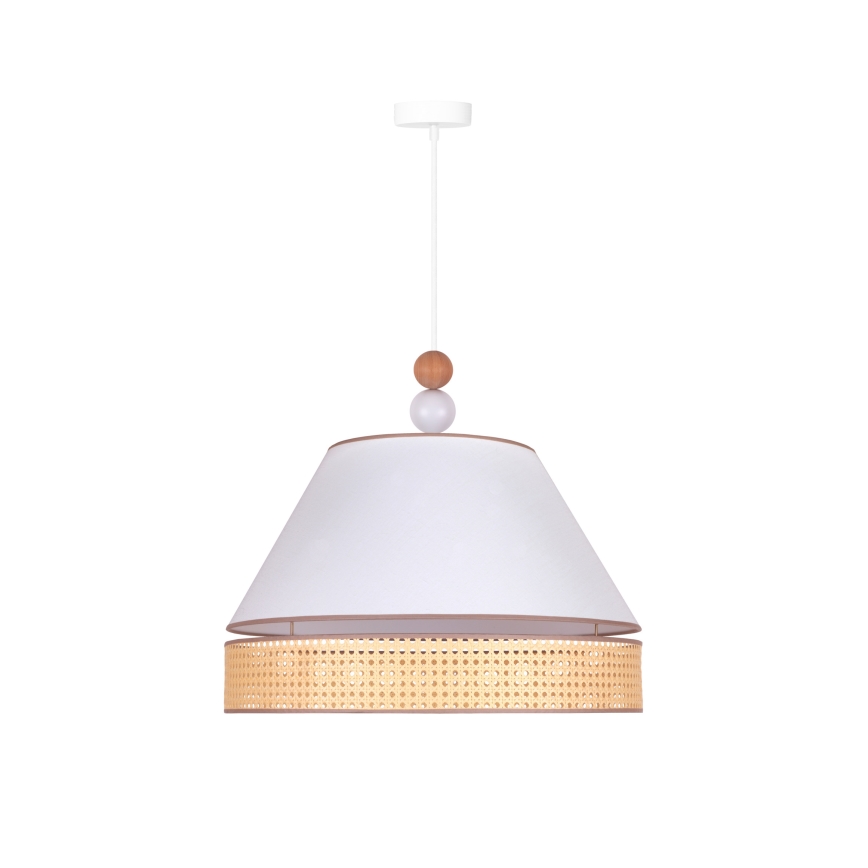 Duolla - Luster na lanku AVIGNON 1xE27/15W/230V pr. 50 cm biela/ratan