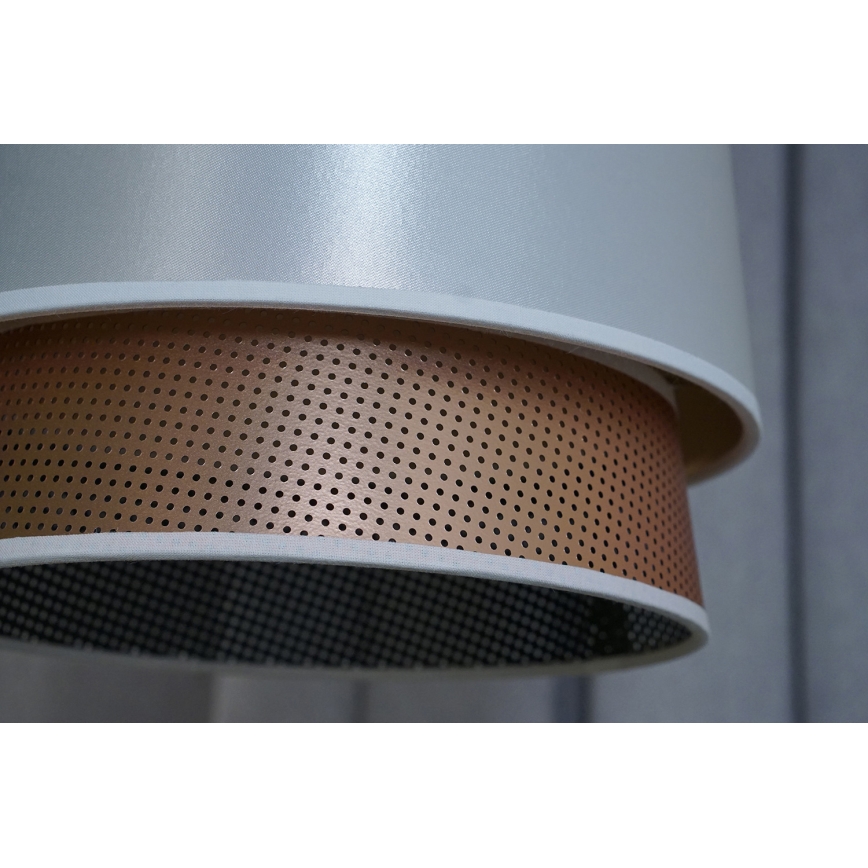 Duolla - Luster na lanku BELL SHINY 1xE27/15W/230V pr. 25 cm biela/medená