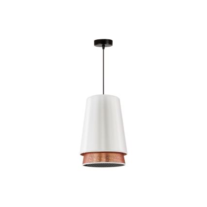 Duolla - Luster na lanku BELL SHINY 1xE27/15W/230V pr. 25 cm biela/medená