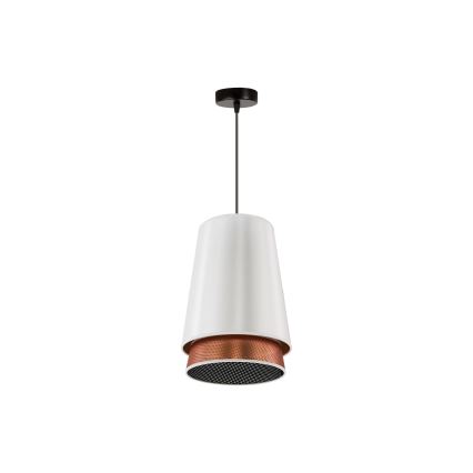 Duolla - Luster na lanku BELL SHINY 1xE27/15W/230V pr. 25 cm biela/medená
