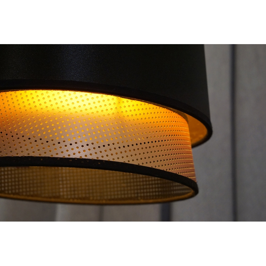 Duolla - Luster na lanku BELL SHINY 1xE27/15W/230V pr. 25 cm čierna/medená