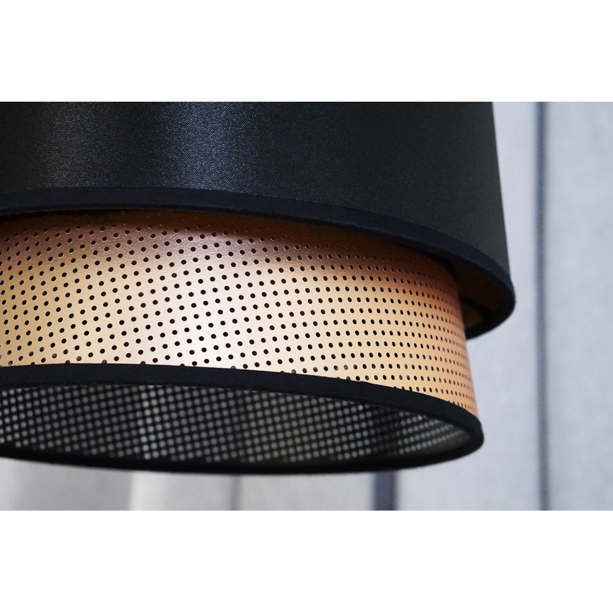 Duolla - Luster na lanku BELL SHINY 1xE27/15W/230V pr. 25 cm čierna/medená
