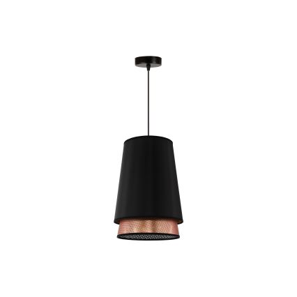 Duolla - Luster na lanku BELL SHINY 1xE27/15W/230V pr. 25 cm čierna/medená