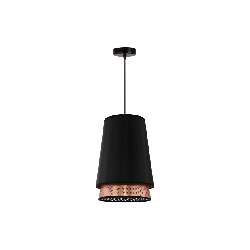 Duolla - Luster na lanku BELL SHINY 1xE27/15W/230V pr. 25 cm čierna/medená