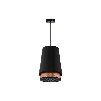 Duolla - Luster na lanku BELL SHINY 1xE27/15W/230V pr. 25 cm čierna/medená