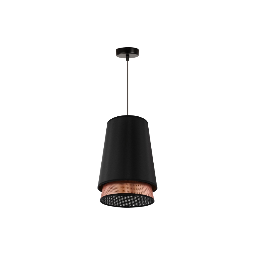 Duolla - Luster na lanku BELL SHINY 1xE27/15W/230V pr. 25 cm čierna/medená