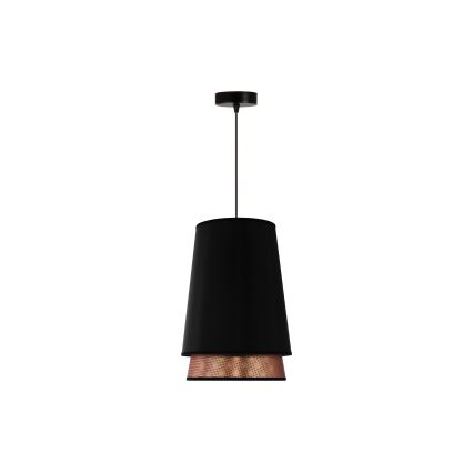 Duolla - Luster na lanku BELL SHINY 1xE27/15W/230V pr. 25 cm čierna/medená