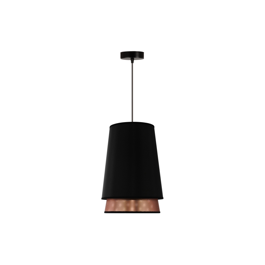 Duolla - Luster na lanku BELL SHINY 1xE27/15W/230V pr. 25 cm čierna/medená