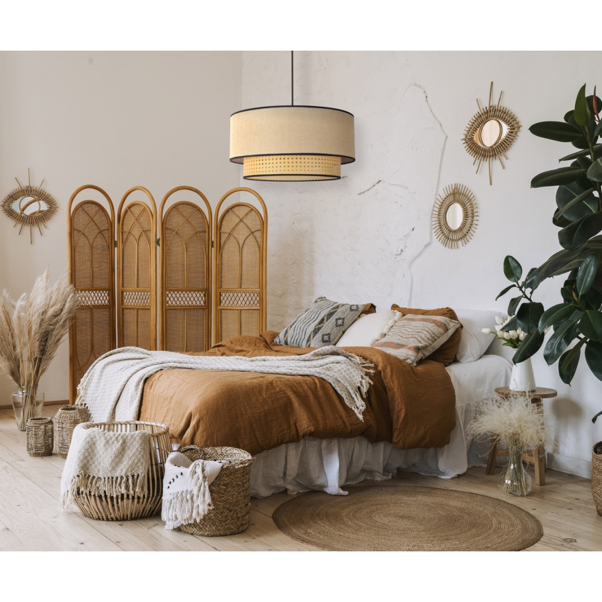 Duolla - Luster na lanku BOHO 1xE27/15W/230V pr. 45 cm béžová/ratan