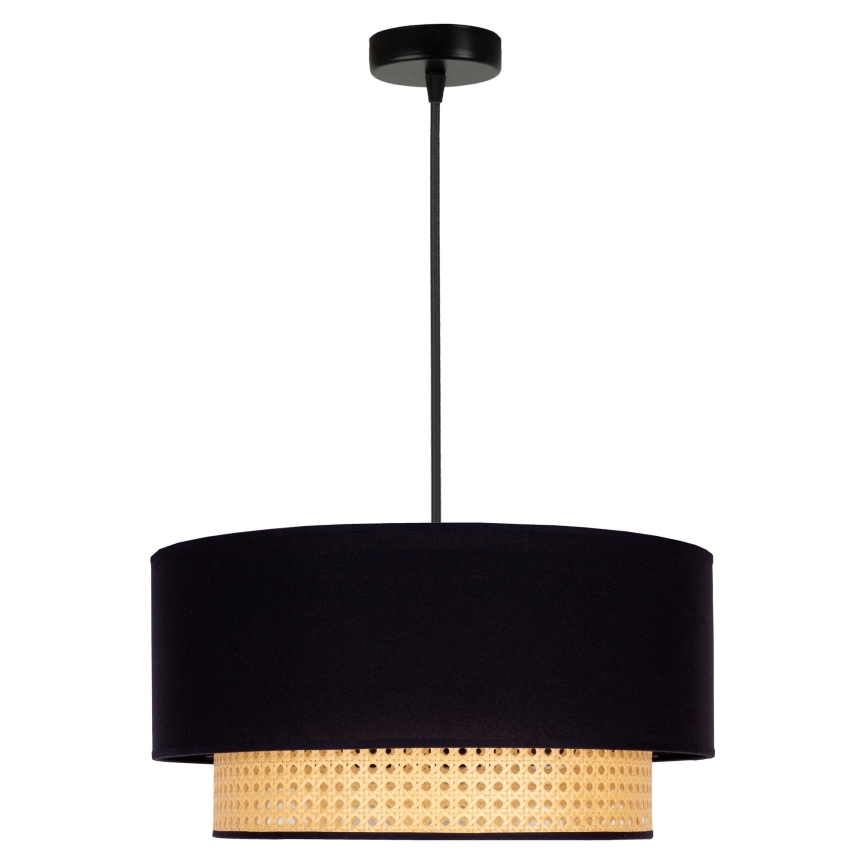 Duolla - Luster na lanku BOHO 1xE27/15W/230V pr. 45 cm čierna/ratan