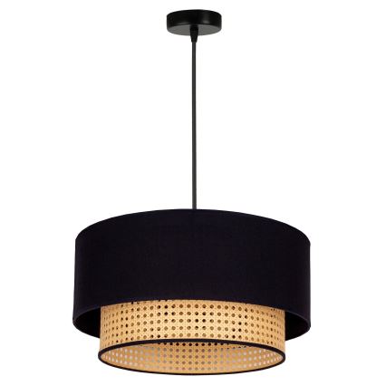 Duolla - Luster na lanku BOHO 1xE27/15W/230V pr. 45 cm čierna/ratan