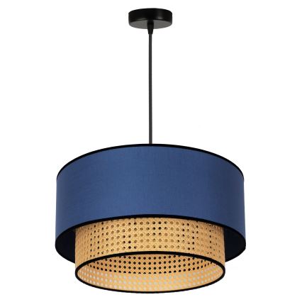 Duolla - Luster na lanku BOHO 1xE27/15W/230V pr. 45 cm modrá/ratan