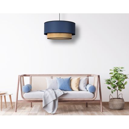 Duolla - Luster na lanku BOHO 1xE27/15W/230V pr. 45 cm modrá/ratan