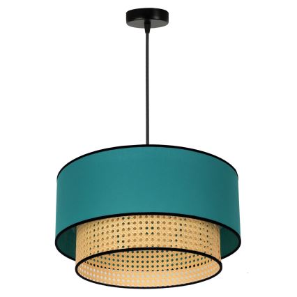 Duolla - Luster na lanku BOHO 1xE27/15W/230V pr. 45 cm tyrkysová/ratan
