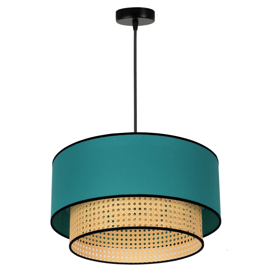 Duolla - Luster na lanku BOHO 1xE27/15W/230V pr. 45 cm tyrkysová/ratan