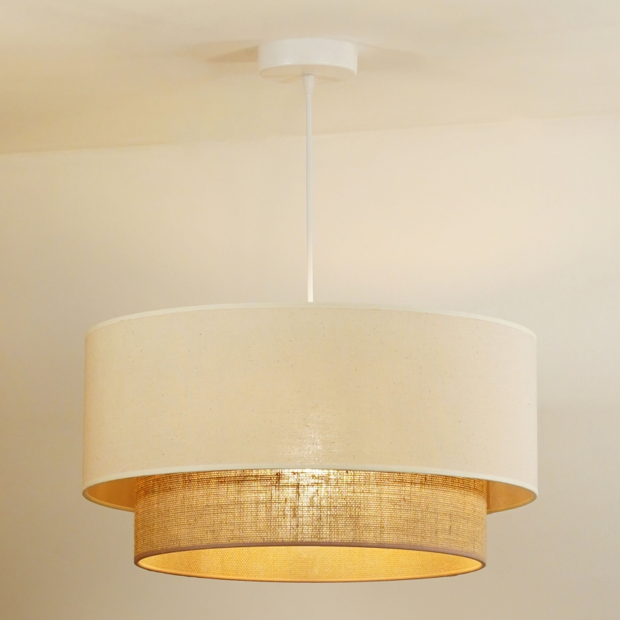 Duolla - Luster na lanku BOHO 1xE27/15W/230V pr. 60 cm béžová/hnedá