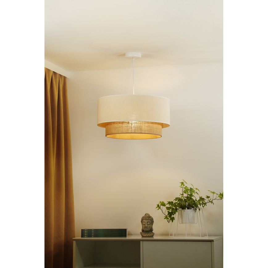 Duolla - Luster na lanku BOHO 1xE27/15W/230V pr. 60 cm béžová/hnedá