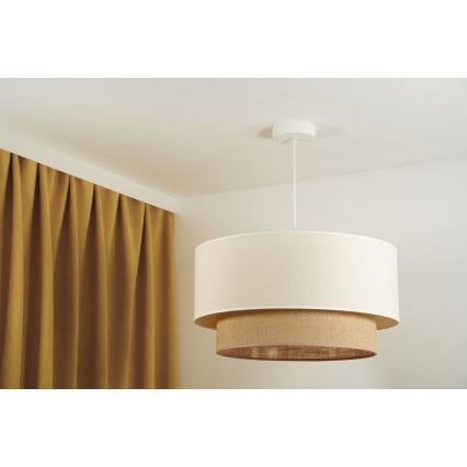 Duolla - Luster na lanku BOHO 1xE27/15W/230V pr. 60 cm béžová/hnedá
