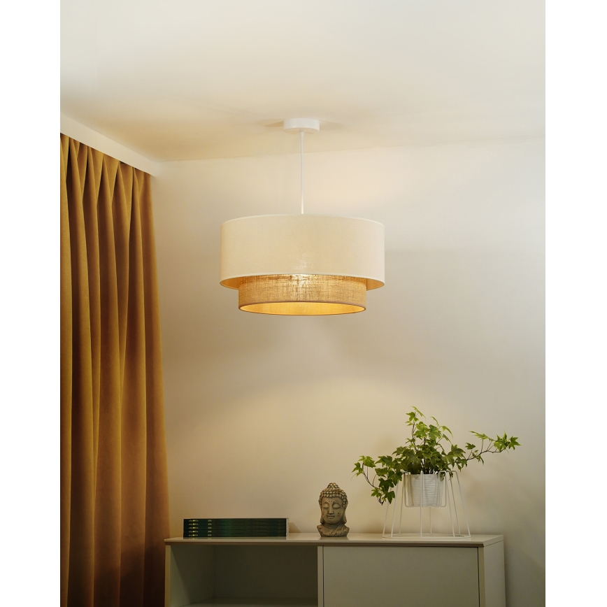 Duolla - Luster na lanku BOHO 1xE27/40W/230V pr. 45 cm krémová/hnedá