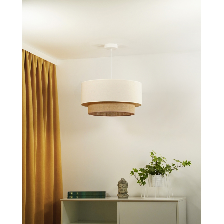 Duolla - Luster na lanku BOHO 1xE27/40W/230V pr. 45 cm krémová/hnedá
