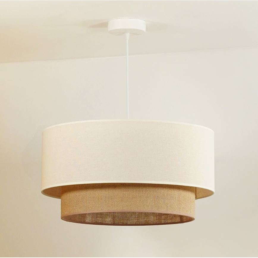 Duolla - Luster na lanku BOHO 1xE27/40W/230V pr. 45 cm krémová/hnedá