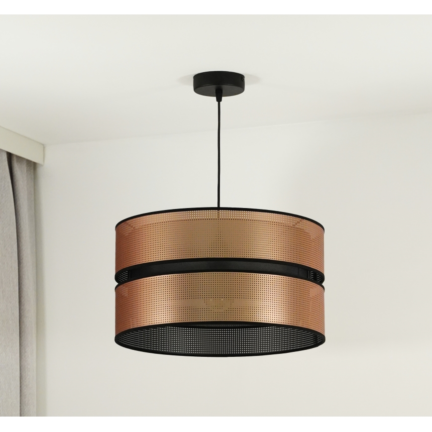 Duolla - Luster na lanku COPPER SHINY 1xE27/15W/230V pr. 40 cm medená/čierna