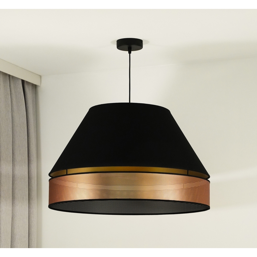 Duolla - Luster na lanku COPPER SHINY 1xE27/15W/230V pr. 60 cm čierna/medená