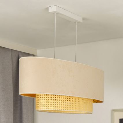 Duolla - Luster na lanku DOUBLE OVAL RATTAN 2xE27/15W/230V krémová/ratan