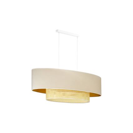 Duolla - Luster na lanku DOUBLE OVAL RATTAN 2xE27/15W/230V krémová/ratan