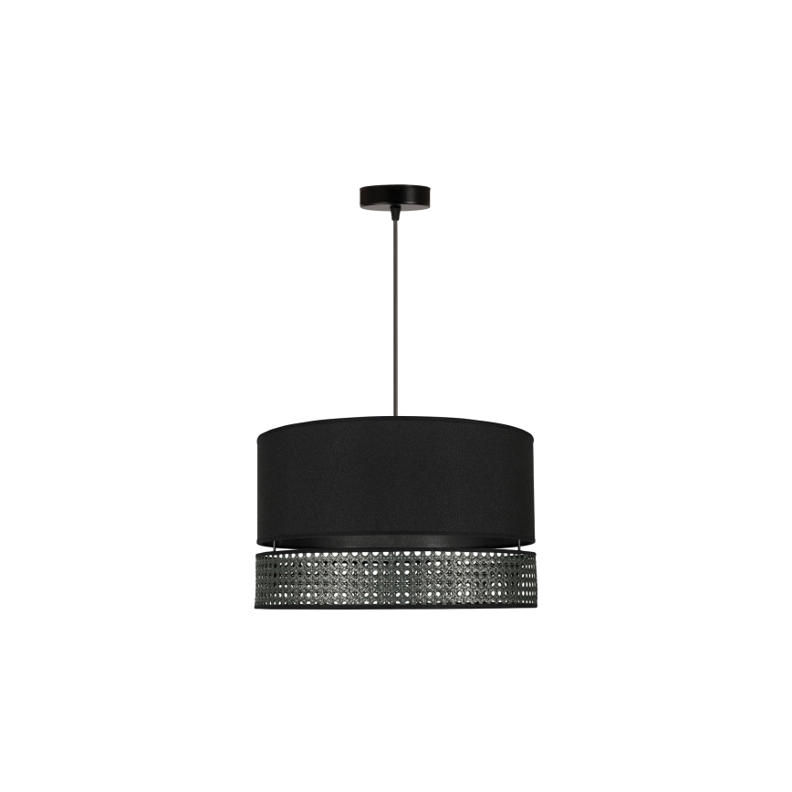 Duolla - Luster na lanku DOUBLE RATTAN 1xE27/15W/230V pr. 40 cm čierna