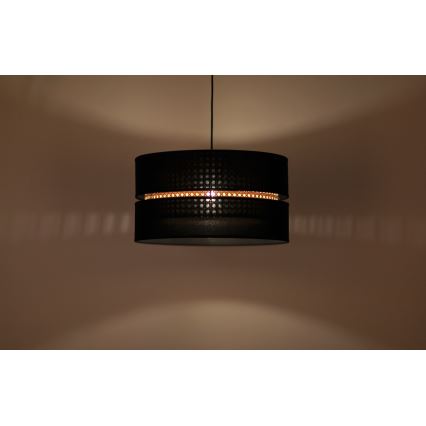 Duolla - Luster na lanku DUO 1xE27/15W/230V pr. 40 cm čierna/ratan