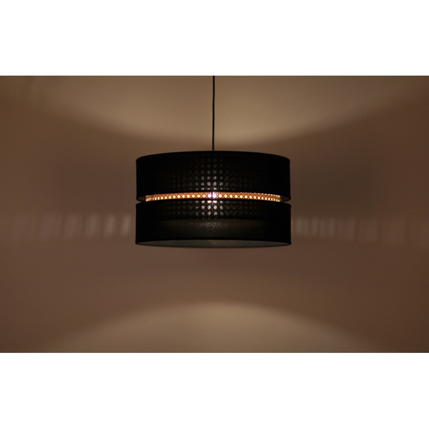 Duolla - Luster na lanku DUO 1xE27/15W/230V pr. 40 cm čierna/ratan