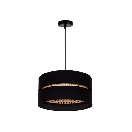 Duolla - Luster na lanku DUO 1xE27/15W/230V pr. 40 cm čierna/ratan