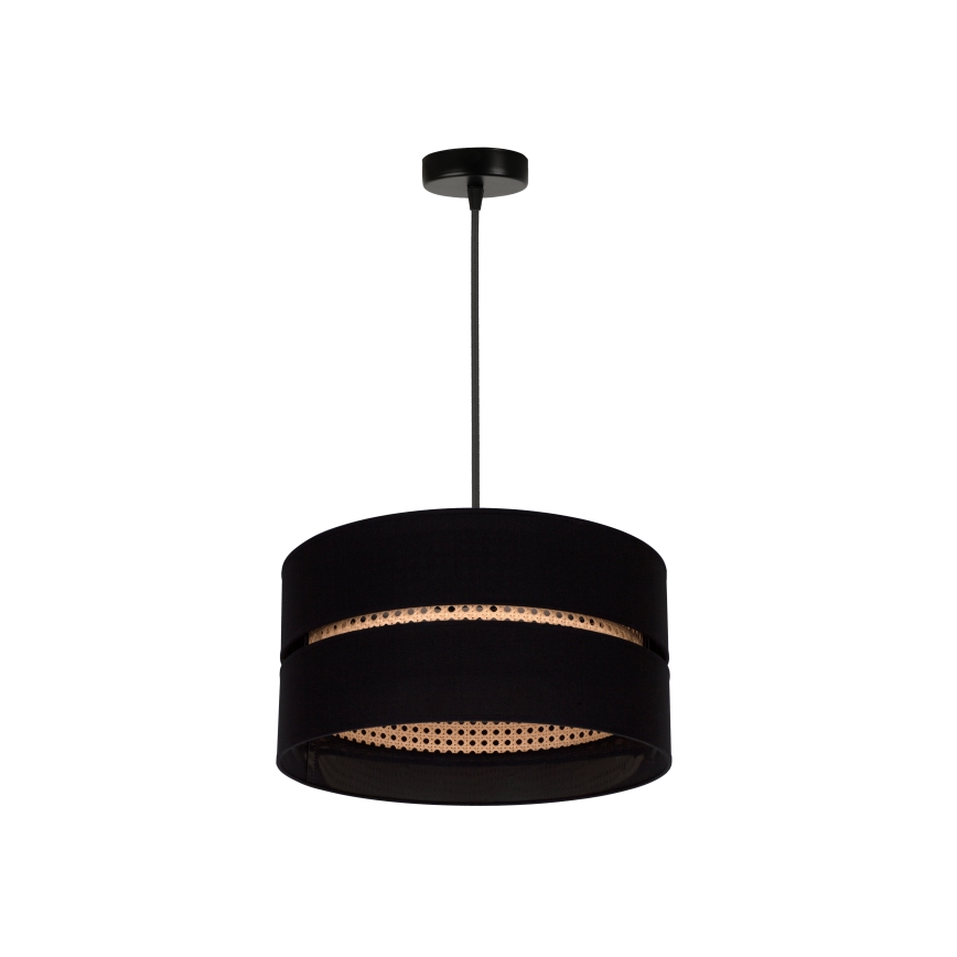 Duolla - Luster na lanku DUO 1xE27/15W/230V pr. 40 cm čierna/ratan