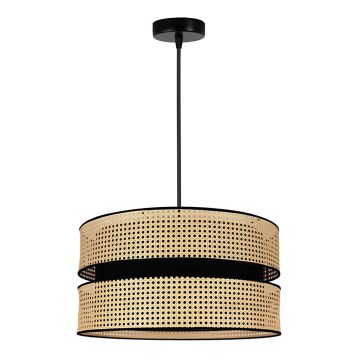 Duolla - Luster na lanku DUO 1xE27/15W/230V pr. 40 cm ratan/čierna