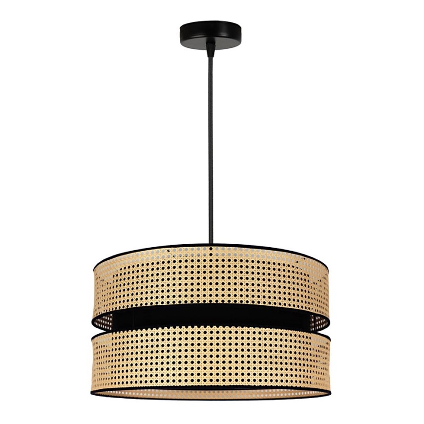 Duolla - Luster na lanku DUO 1xE27/15W/230V pr. 40 cm ratan/čierna