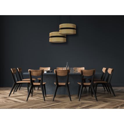 Duolla - Luster na lanku DUO 1xE27/15W/230V pr. 40 cm ratan/čierna