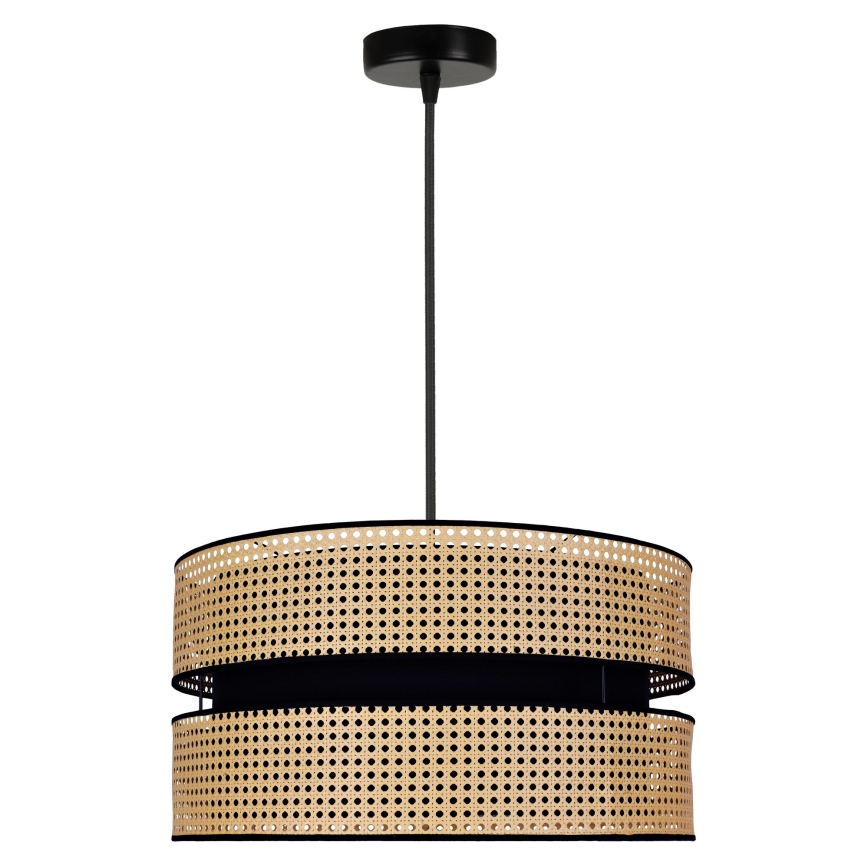 Duolla - Luster na lanku DUO 1xE27/15W/230V pr. 40 cm ratan/čierna