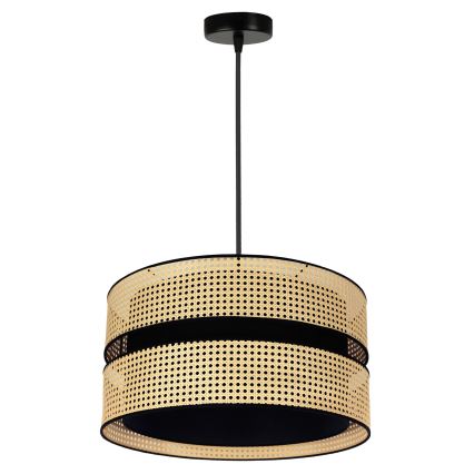 Duolla - Luster na lanku DUO 1xE27/15W/230V pr. 40 cm ratan/čierna