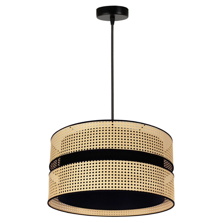 Duolla - Luster na lanku DUO 1xE27/15W/230V pr. 40 cm ratan/čierna